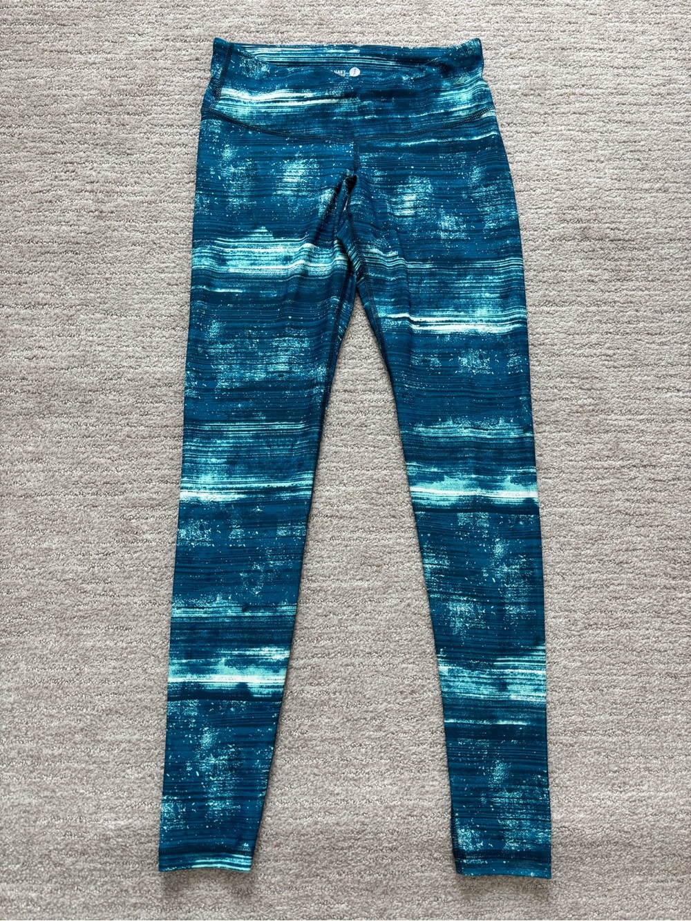 Old Navy Active Teal White Striped Space Dye Leggings Small